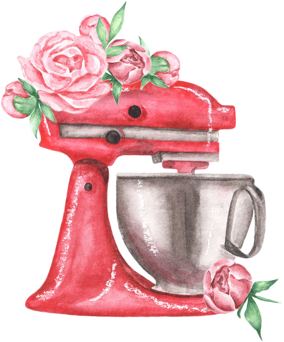 Mixer watercolor illustration. Dough machine. Bakery, confectioner. Logo